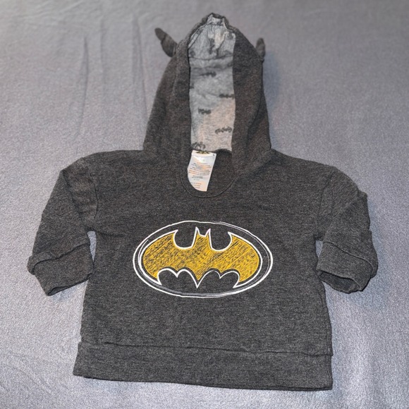 Batman Hoodie Sweatshirt w/ Ears Gray 12M Baby Toddler DC Comics - Picture 1 of 8